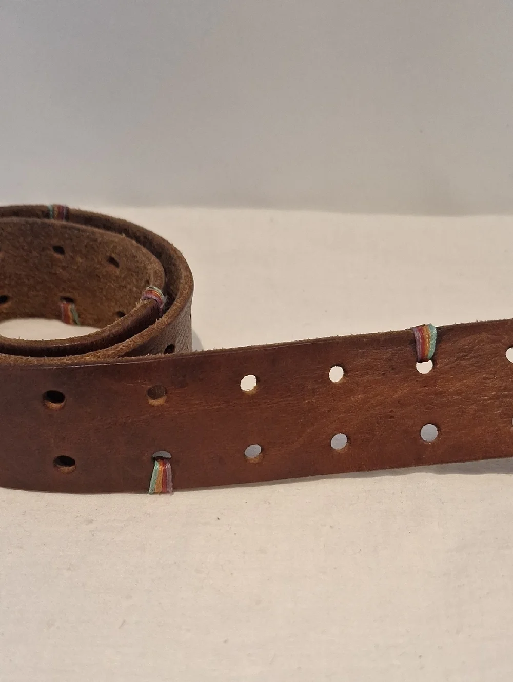 Double Prong Brown Leather Men's Belt - Classic Casual Style